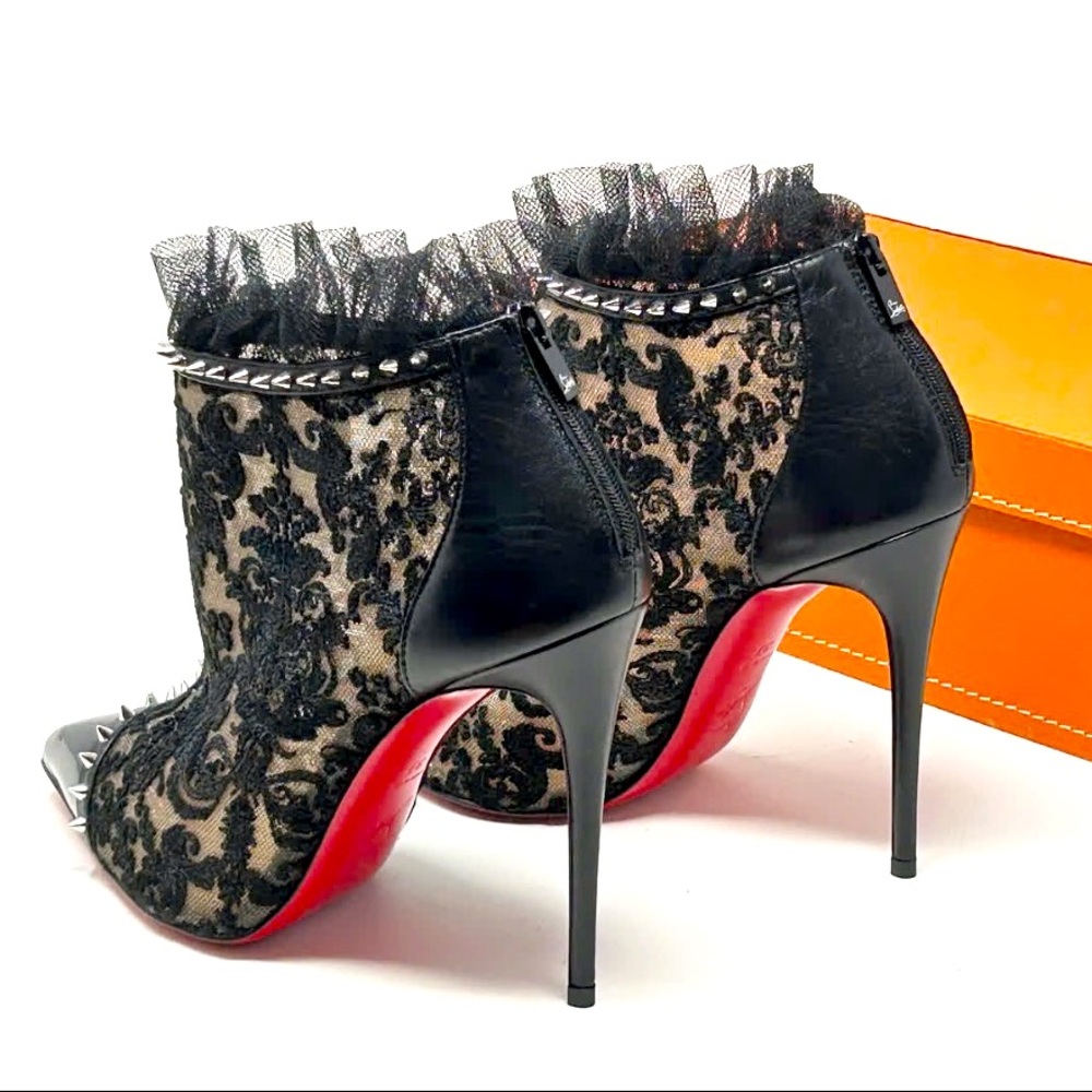 Christian Louboutin 100 Pigalle Boots Black Lace NWOT 37 - Picture 13 of 17